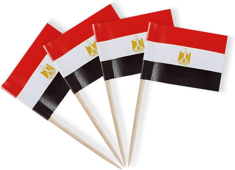 Egypt Flag Egyptian Flag, Small Mini Egypt Toothpick Flags for Food, Cupcakes, Cocktails, Appetizers, Bar Party Decorations