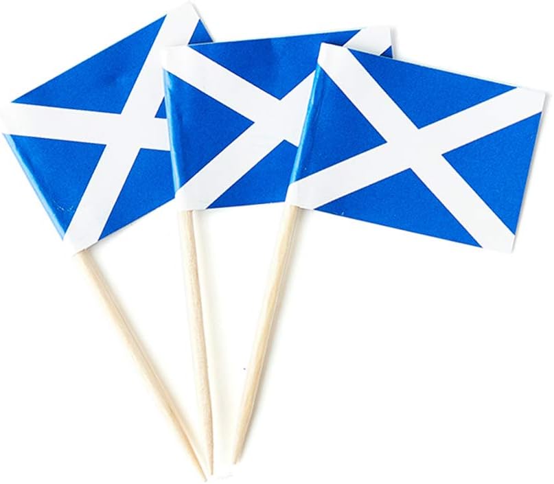 Scotland Flag Scottish Flag, Small Mini Scotland Toothpick Flags for Food, Cupcakes, Cocktails, Appetizers, Bar Party Decorations