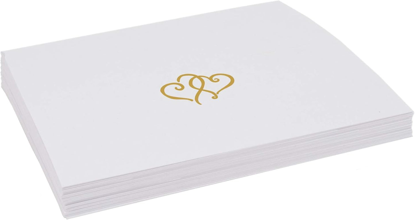 Linked Hearts Place Cards, Gold (Choose Color), Set of 150, Pre-cut and Scored - Wedding, Party, Dinner, and Special Events - Made in the USA