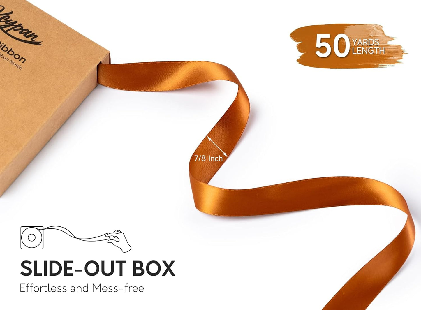 Copper Satin Ribbon 7/8 Inch x 50 Yards Double-Faced Polyester Ribbons for Bows Crafts Gift Wrapping Christmas Flower Bouquet Fall Wedding