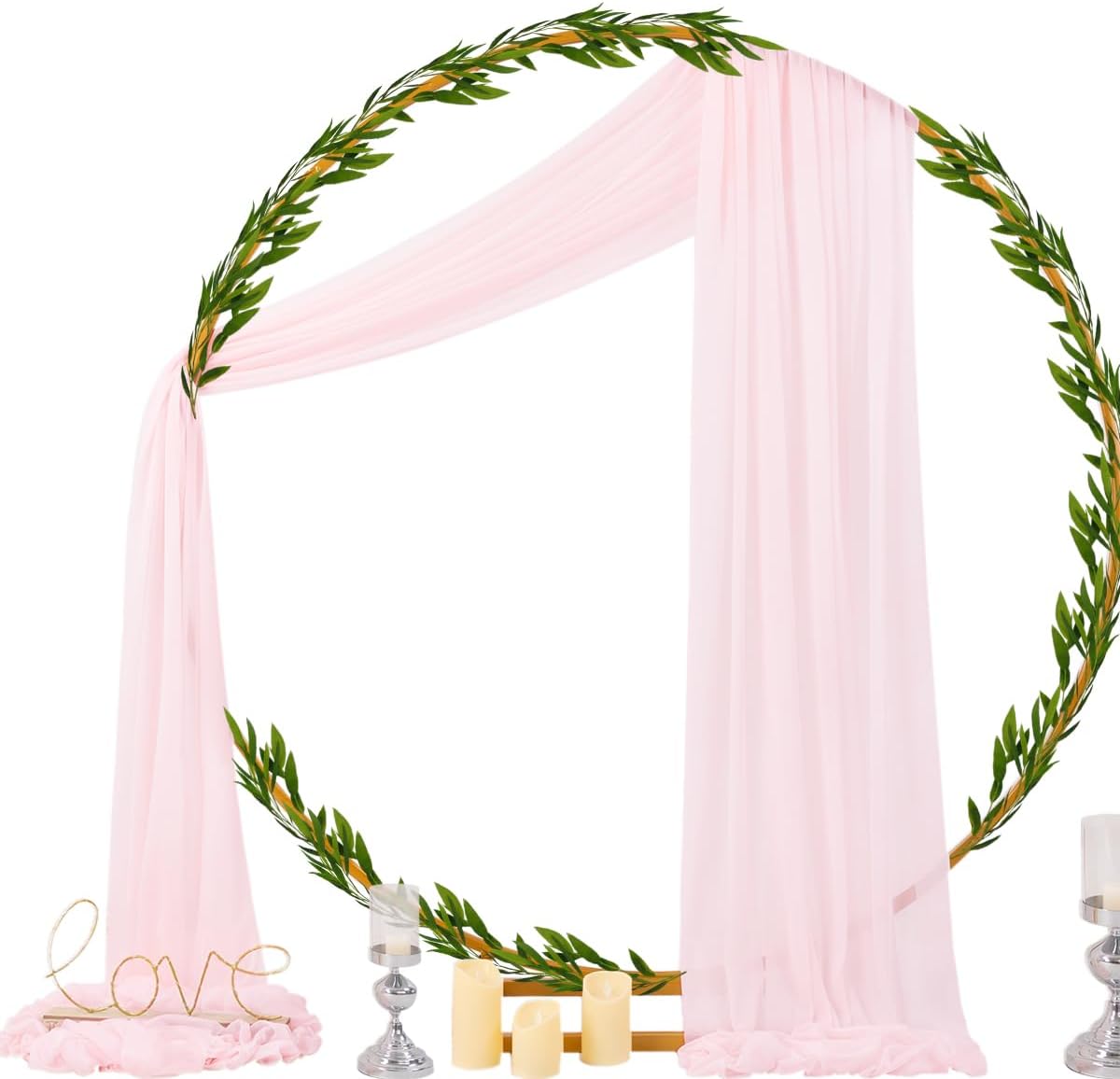 Socomi Blush Pink Wedding Arch Draping Fabric 29" x 20Ft 4 Panels Sheer Outdoor Curtain Drapes Extra Long for Bridal Baby Shower Ceremony Birthday Party Decor