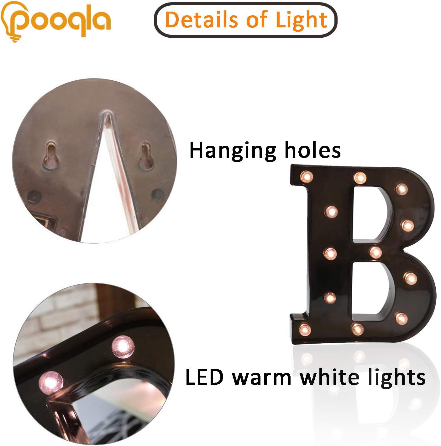 Light Up LED Letter Marquee Sign - Alphabet Marquee Letters with Lights For Wedding Birthday Party Christmas Night Light Lamp Home Bar Decoration B, Black