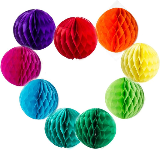 Colorful Rainbow Hanging Tissue Paper Honeycomb Balls Pride Party Decorations Pom Poms for Rainbow Sunshine Cloud Sun Themed Birthday Baby Shower Gender Reveal Wedding Party Décor