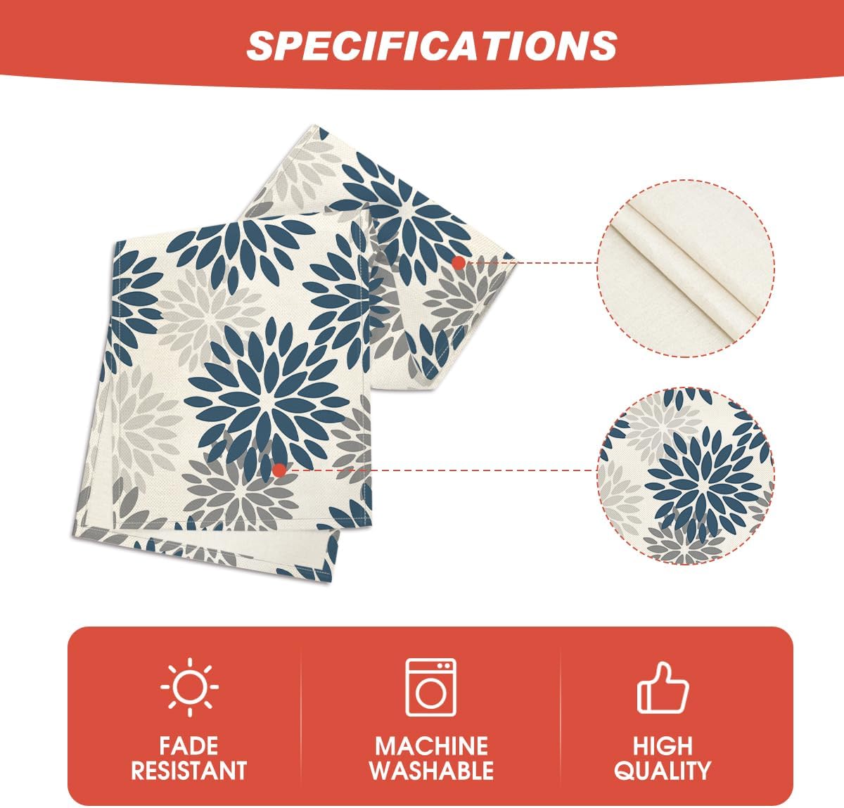 Artoid Mode Dahlia Aqua Floral Pinnata Flower Winter Table Runner, Seasonal Summer Holiday Kitchen Dining Table Decoration for Home Party Decor 13x36 Inch