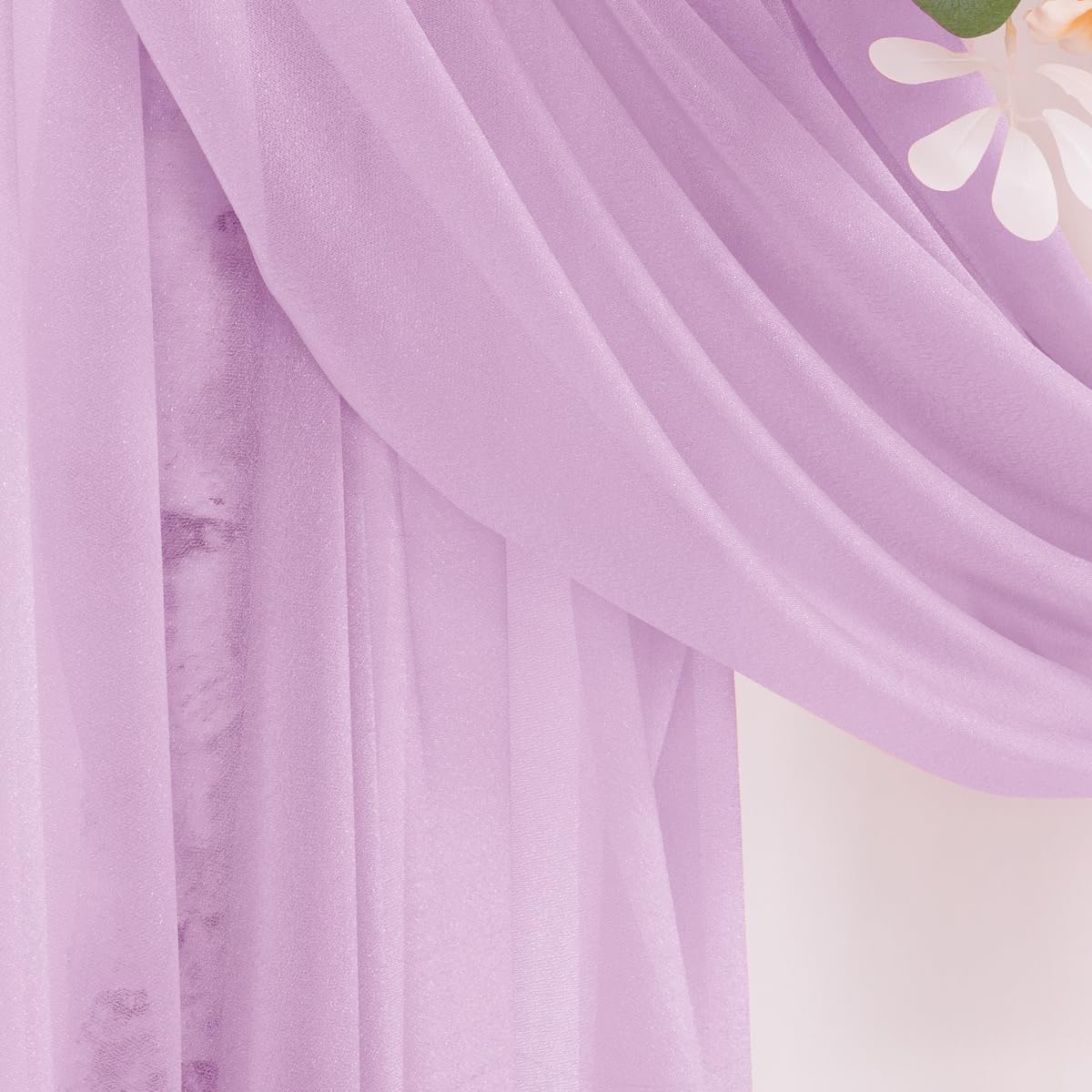 Lilac Purple Wedding Arch Draping Fabric 2 Panels 29" x 20 FT Wedding Drapes for Backdrop Sheer Curtains Drapes for Romantic Bridal Baby Shower Ceremony Birthday Party Fall Outdoor Events