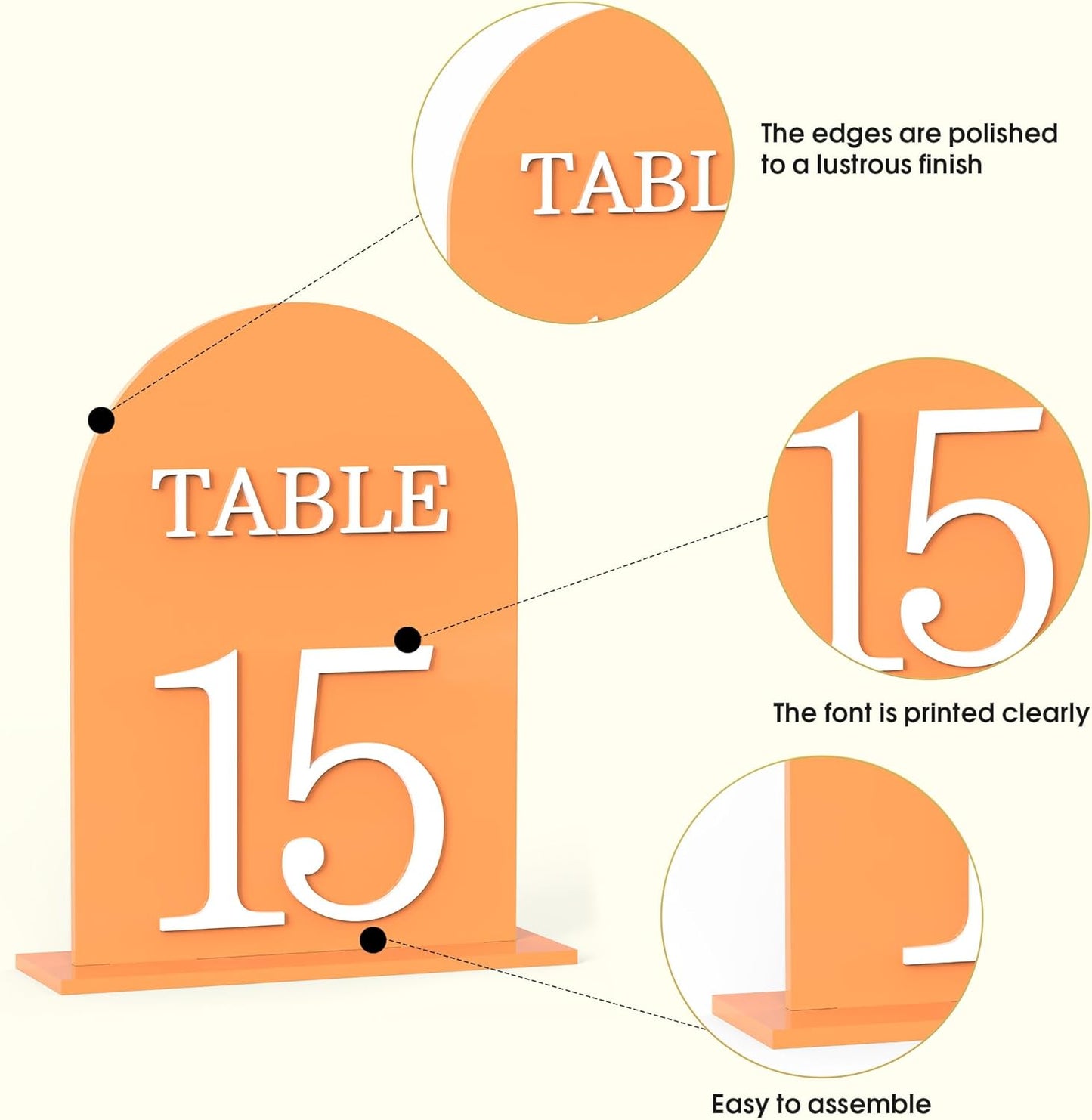 Arch Wedding Table Numbers 1-15 with Stands, 5" X 7" Double Sided Acrylic Wedding Sign Holders, Durable Non-Fading Table Number for Wedding Reception, Events, and Centerpieces