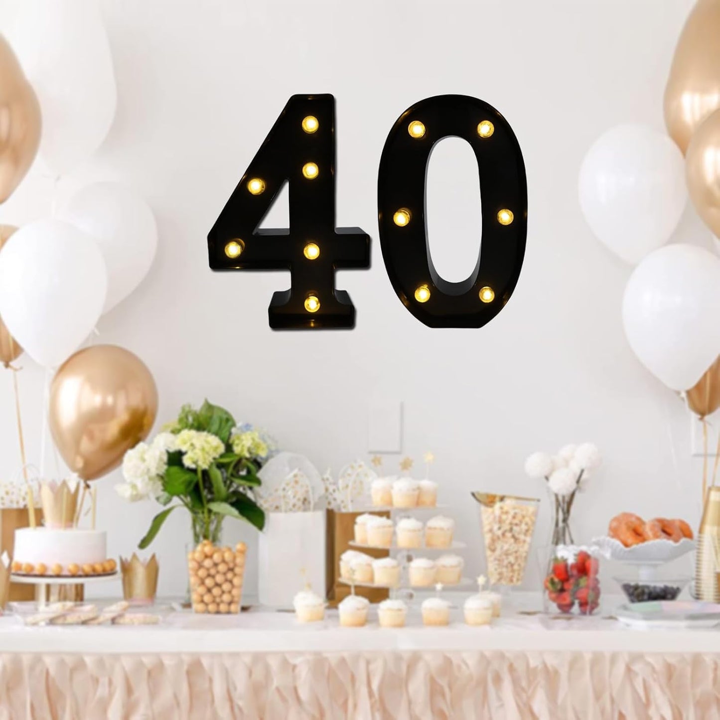 LED Marquee Numbers, 8.58 Inch Led Light Up Numbers for Party, Small Light Up Letters, Battery Powered Lighted Number for Table, Birthday, Night Light, Christmas or Home Decor (Black, Number 4)