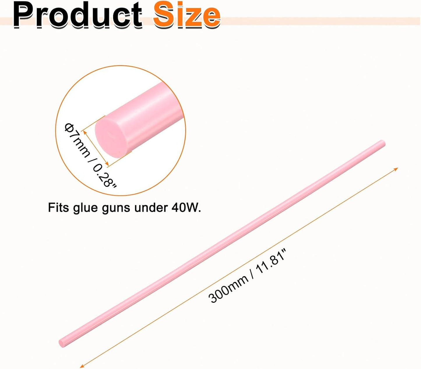 HARFINGTON 10pcs Hot Glue Sticks 0.28" Dia x 11.81" Long EVA Mini Hot Melt Adhesive Glue Stick for Hot Melt Gun Wood Plastic Glass Flowers Fabrics Foam, Pink