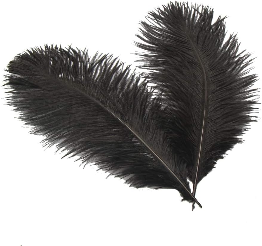 Sowder 10-12inch(25-30cm) Ostrich Feathers Plume for Wedding Centerpieces Home Decoration Pack of 10pcs(Black)