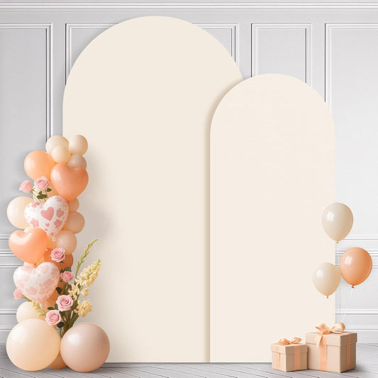 Ledido Wedding Arch Backdrop Cover 6FT 7.2FT Arch Covers 2Set Fitted Stretchy Spandex Round Top Stand Backdrop Cover for Wedding Banquet Ceremony Birthday Party Baby Shower Event Decoration,Beige