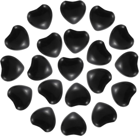 PATIKIL 20 Pcs Natural Heart Shaped Crystal Stone, 0.6 Inch Mini Polished Love Gemstone Crystal, Pocket Rock Engraved Worry Stones for Women Gifts Meditation, Black