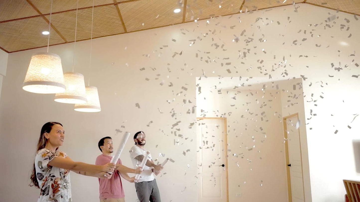 SILVER Confetti Poppers - 16" BIODEGRADABLE SILVER Confetti Cannon (Silver Party Poppers/Glitter/Bomb) Compressed Air Popper, Loud POP, For Wedding Send Off, Wedding Supplies, Birthday Party