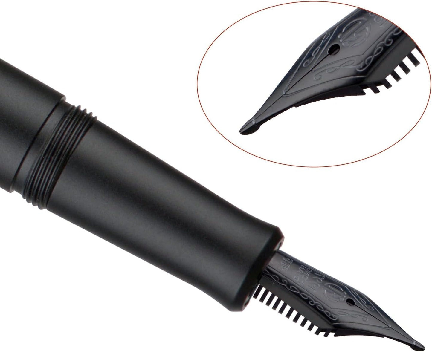 Hongdian M2 Black Forest Mini Fountain Pen, Long Blade Nib & Sleek Shape Aluminium Short Pocket Travel Pen (Matte Black)