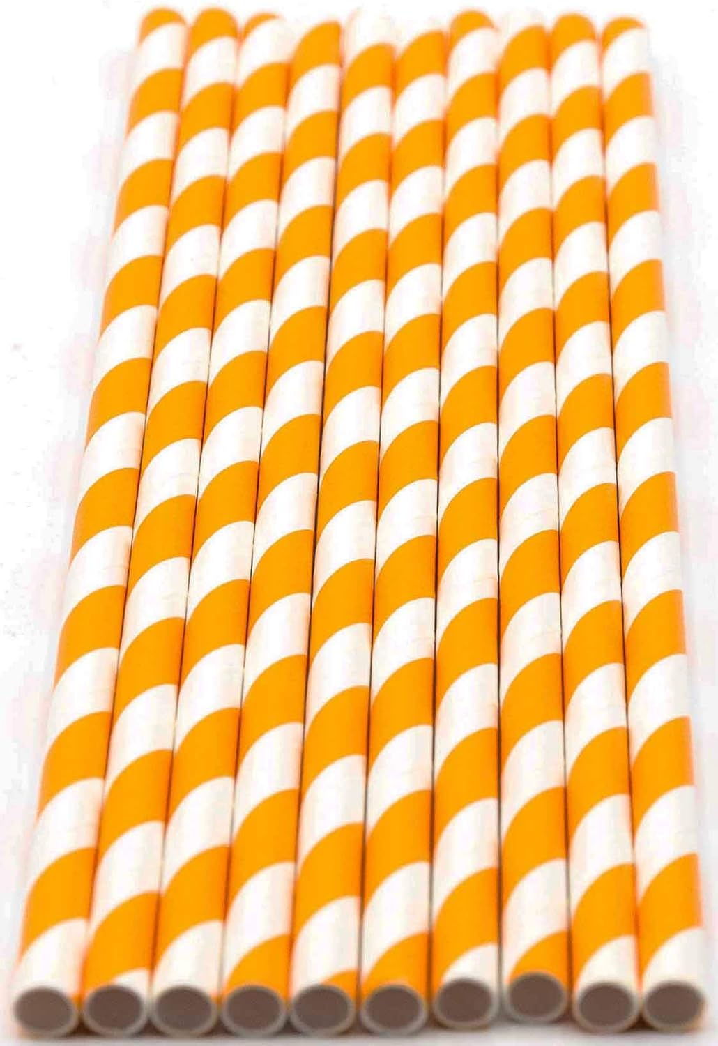 Pack of 300 Orange Swirls Biodegradable 4-Ply Paper Drinking Straws (Compostable, Non-toxic, BPA-free)