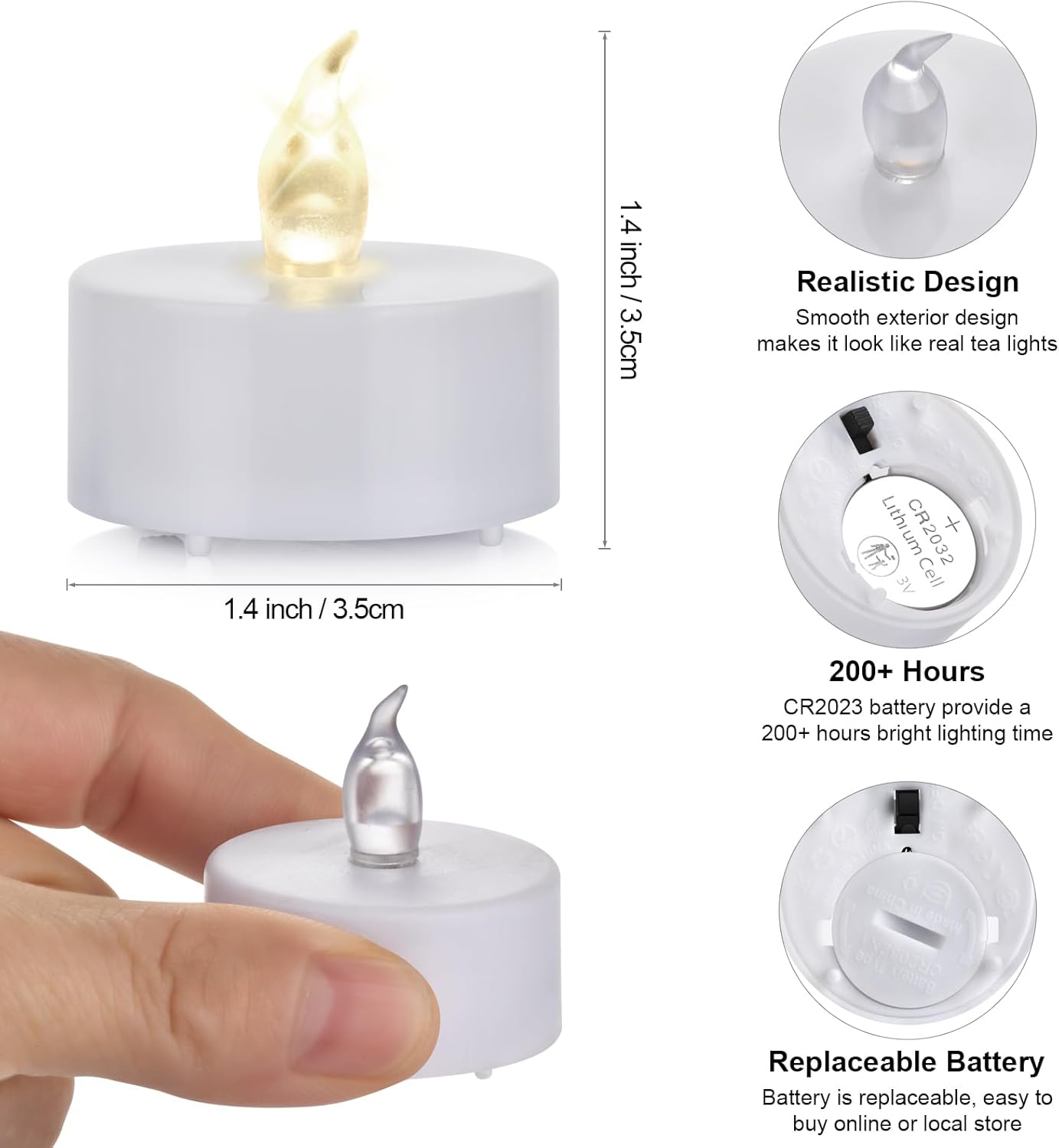 LED Tea Lights Candles- 50PACK Flameless Candles Realistic and Bright Flickering Long Lasting 200Hours for Holiday Celebration,Party, Home Decoration Warm White,Battery Operated