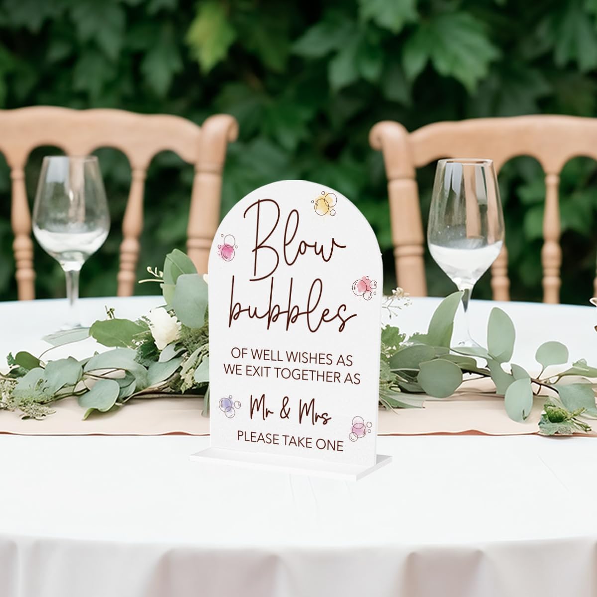 Wedding Bubbles Sign Bubbles for Wedding Send off Reception Decor Acrylic Arch Wedding Bridal Shower Baby Shower Welcome Table Signs for Ceremony and Reception Decor 7 x 5 Inches