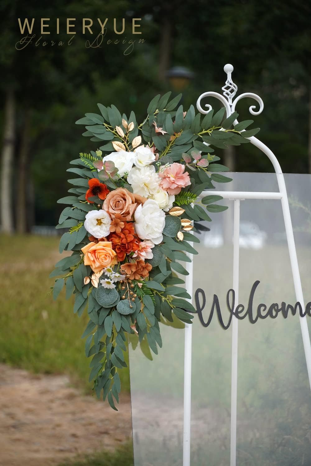 Artificial Wedding Arch Flowers Kit(Pack of 2) for Wedding Arch, Bridal Shower, Ceremony and Reception Backdrop Decoration (Caramel & White)