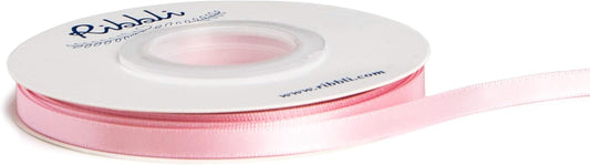 Ribbli Double Faced Light Pink Baby Pink Satin Ribbon,1/4” x Continuous 25 Yards,Use for Bows Bouquet,Gift Wrapping,Baby Shower,Floral Arrangement