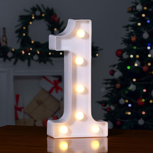 Foaky Decorative Led Marquee Light Up Number, Marquee Light Up Number Sign for Night Light Wedding Birthday Party Christmas Home Bar Decoration Number(1)