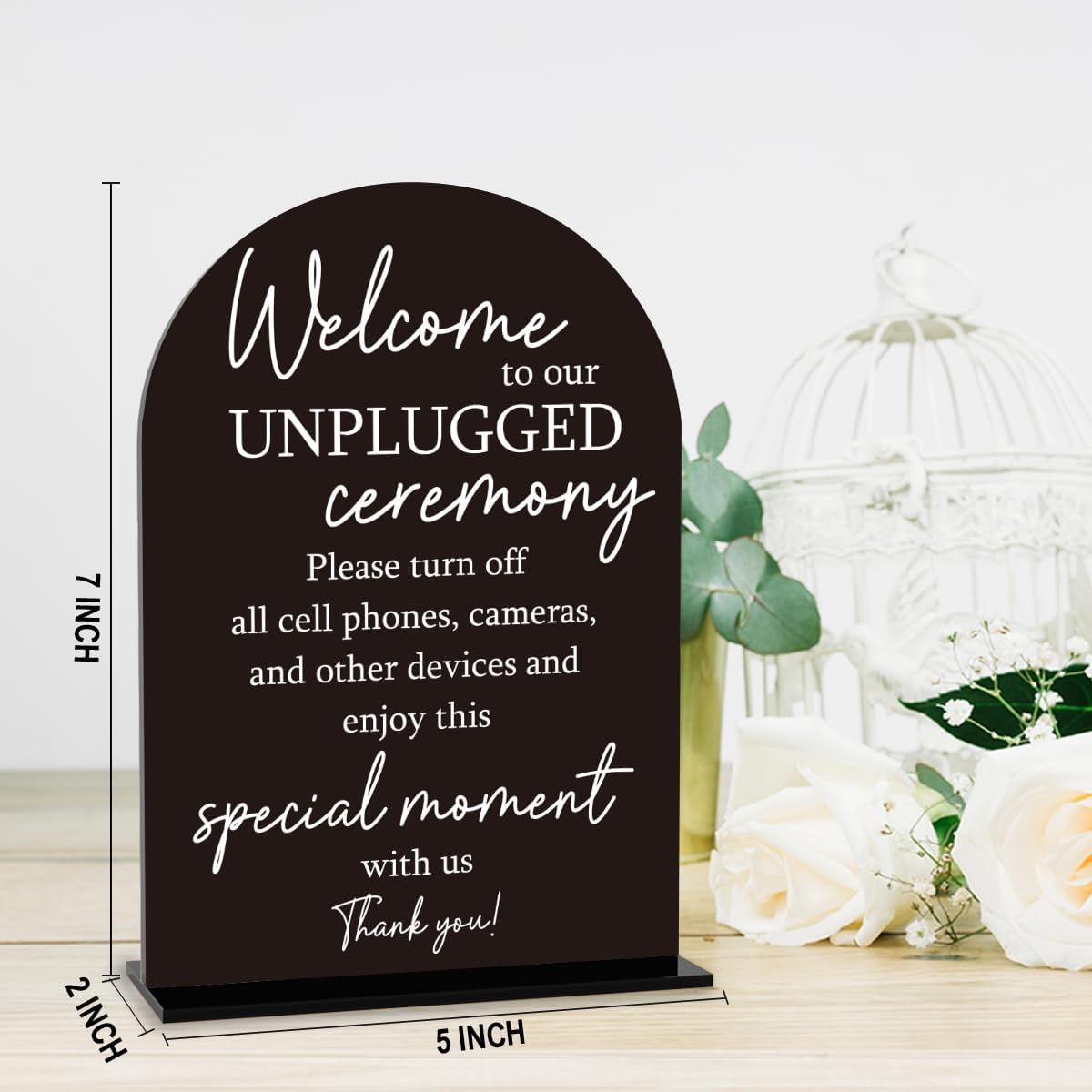 Unplugged Ceremony Sign, Wedding Welcome Sign, Engagement Bridal Shower Baby Shower Decor for Ceremony Party Reception Table Desk Decor Acrylic Sign (Black)