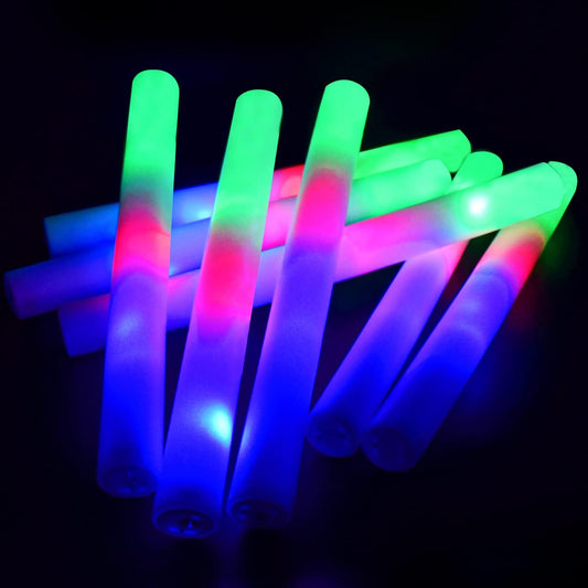 M.best 100 Pack LED Light Up Foam Sticks with 3 Modes, Glow in The Dark Wands Party Supplies for Birthday,Wedding, Christmas, Halloween,Raves, Concert