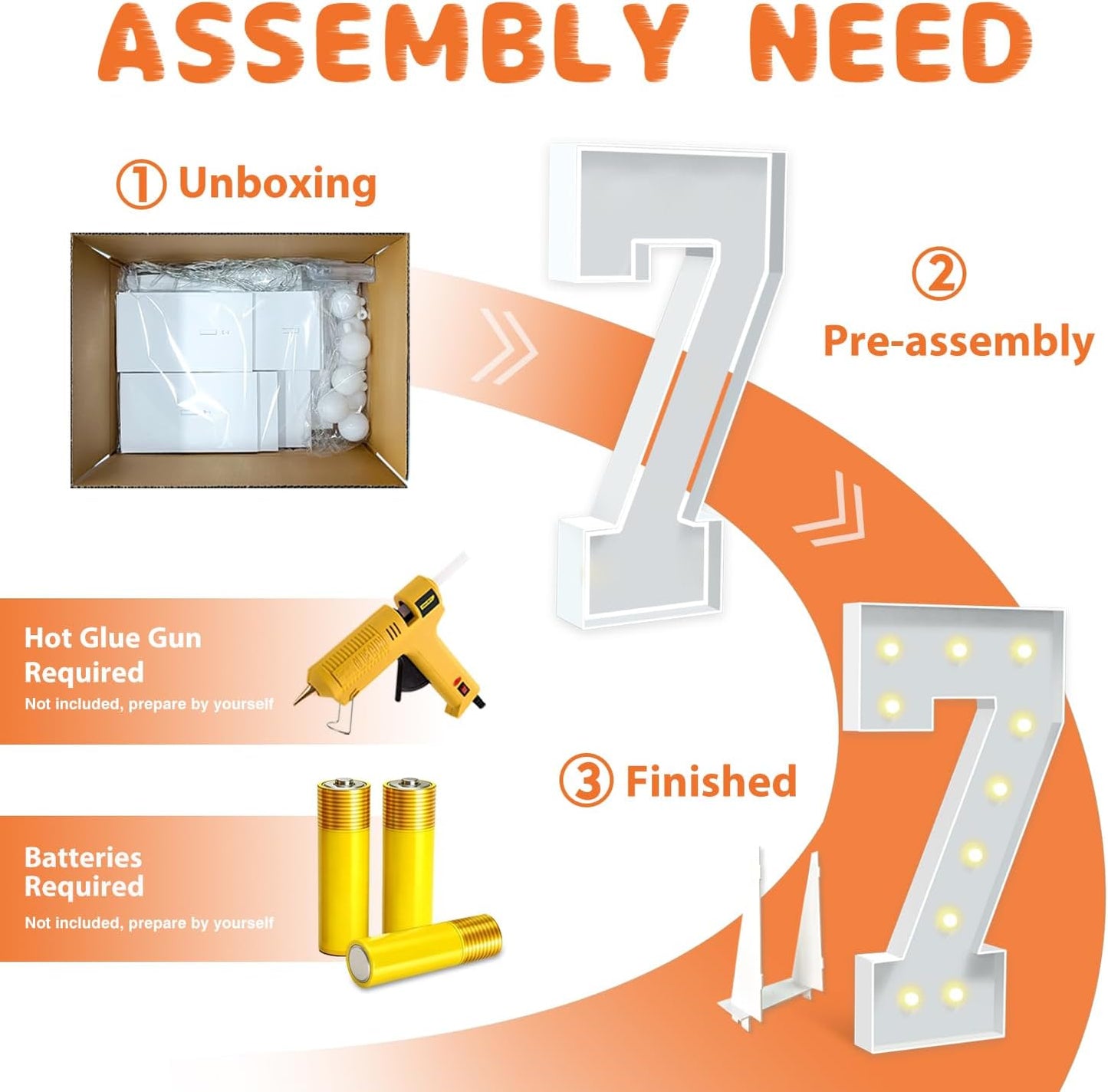 4FT Marquee Light Up Numbers 7, Warm White Marquee Numbers for 17th 70th Birthday Party Decor, LED Light Numbers for Graduation, Wedding, Engagement, Holiday Party Backdrop Arch Decoration