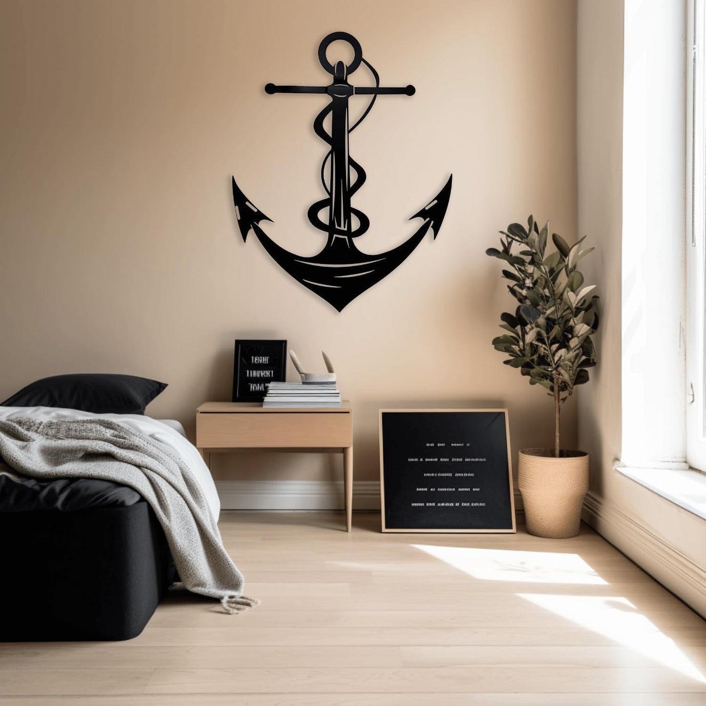 XXQ Anchor Metal Wall Decor, Anchor Metal Wall Art for Bedroom Living Room Dorm Antique Anchor Wall Decor Antique Metal Anchor Farmhouse Decor (Black, 39" x 59" / 100 x 150cm)