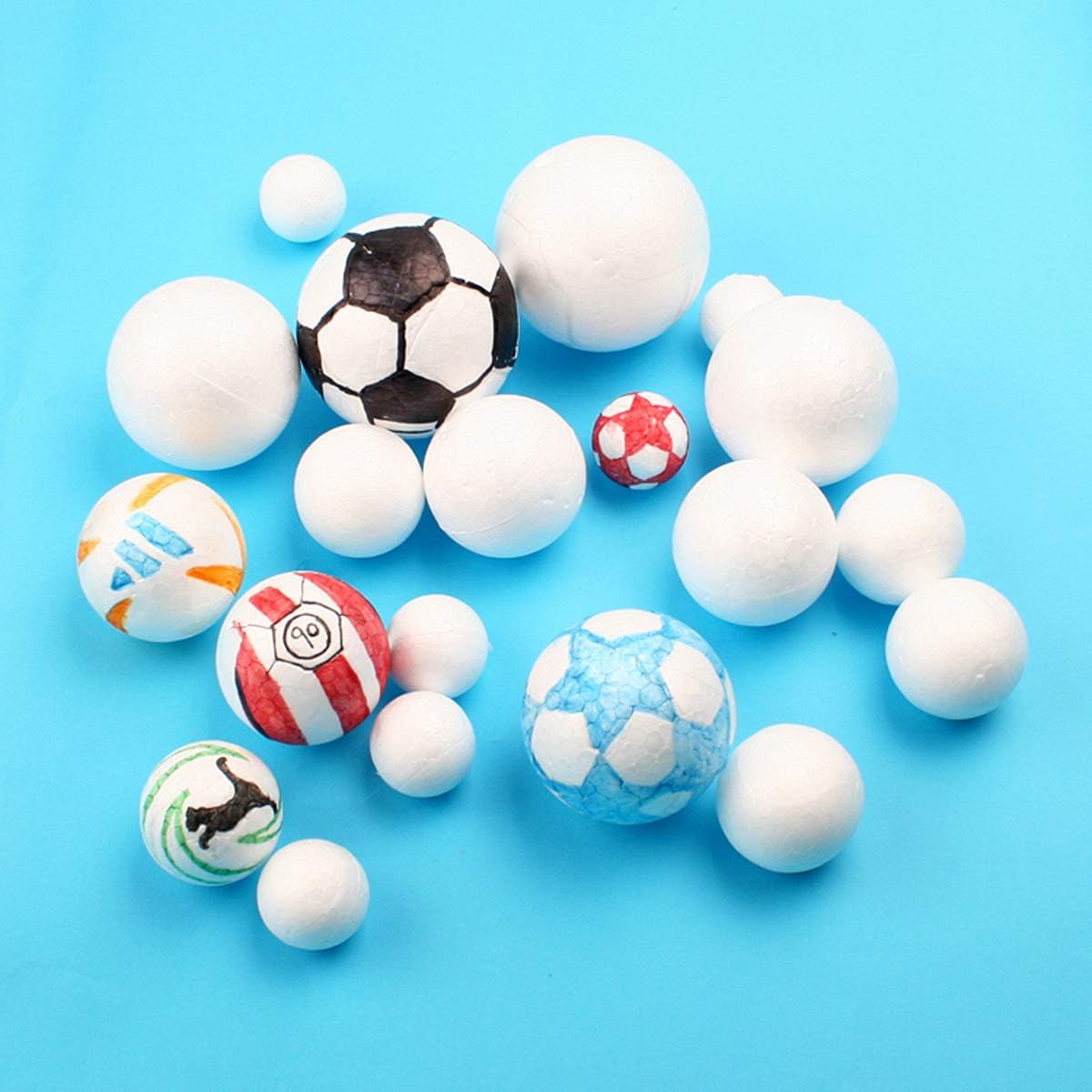 121 PCS 7 Sizes White Foam Balls Polystyrene Craft Balls for Art and Craft, Household, School Projects and Christmas Easter Painting Activity .8’’, 1’’, 1.2’’, 1.6’’, 2’’ Inches