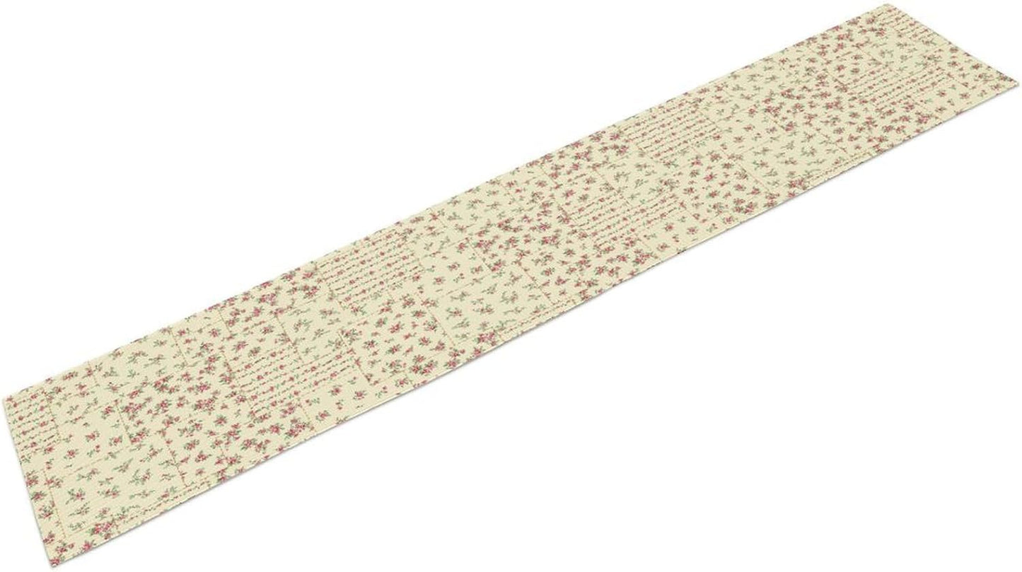 Floral Table Runner, Watercolor Rose Flower Kitchen Table Decoration Vintage Spring Home Tablecloth for Birthday Party Picnic Decoration 13x108 Inch 1PCS