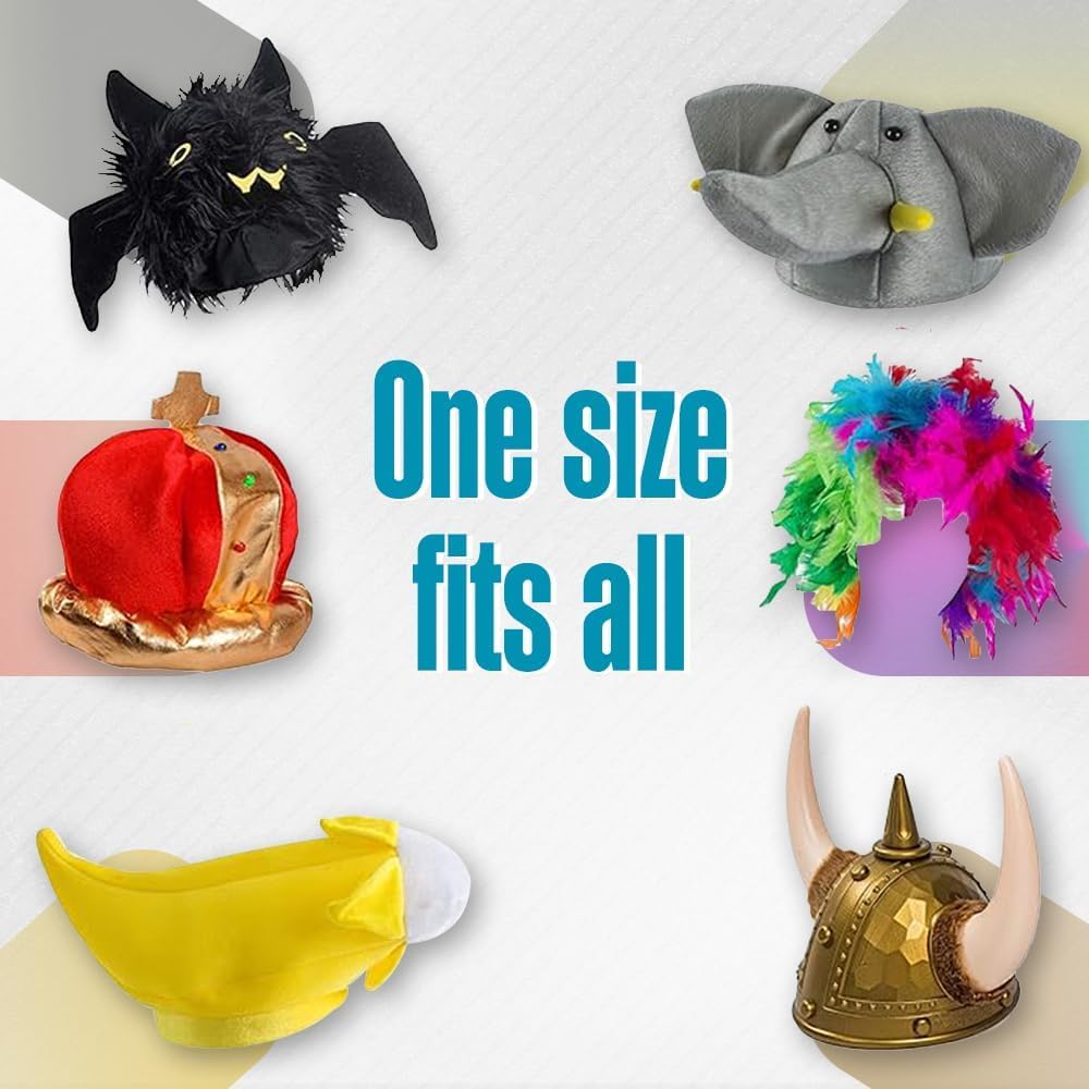 Funny Party Hats Photo Booth Props - Bulk Costume Hats - Adult Dress Up Hats - 6 Pc Assorted Set Multicoloured