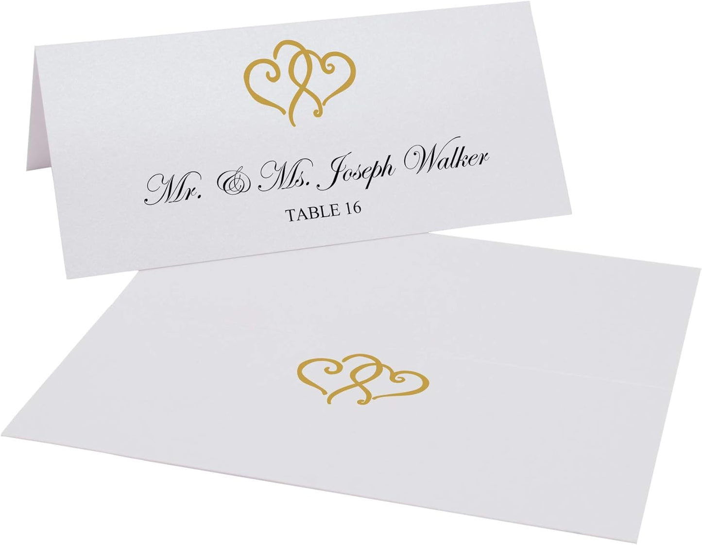 Linked Hearts Place Cards, Gold (Choose Color), Set of 150, Pre-cut and Scored - Wedding, Party, Dinner, and Special Events - Made in the USA