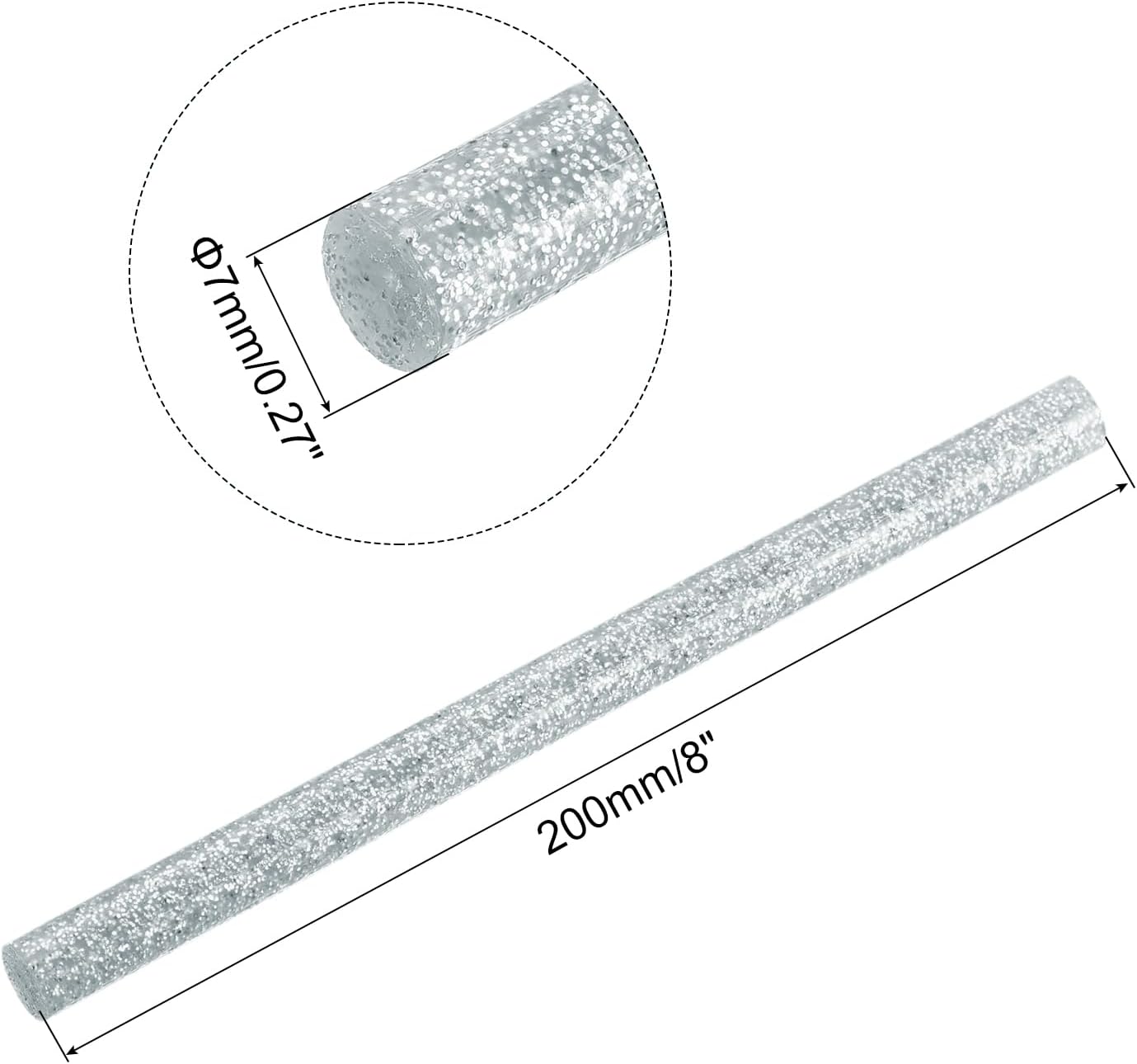 uxcell 20pcs Hot Glue Sticks for Glue Gun 7mm/0.27-inch x 8-inch Mini Hot Melt Adhesive Glue Stick Glitter Silver