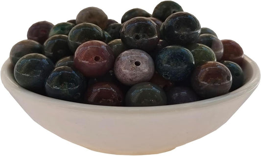 Stone Beads 6mm 140pcs Indian Agate Beads Round Loose Gemstones Beads for Bracelet Necklace Jewelry Making (6mm, 60607 Indian Agate)