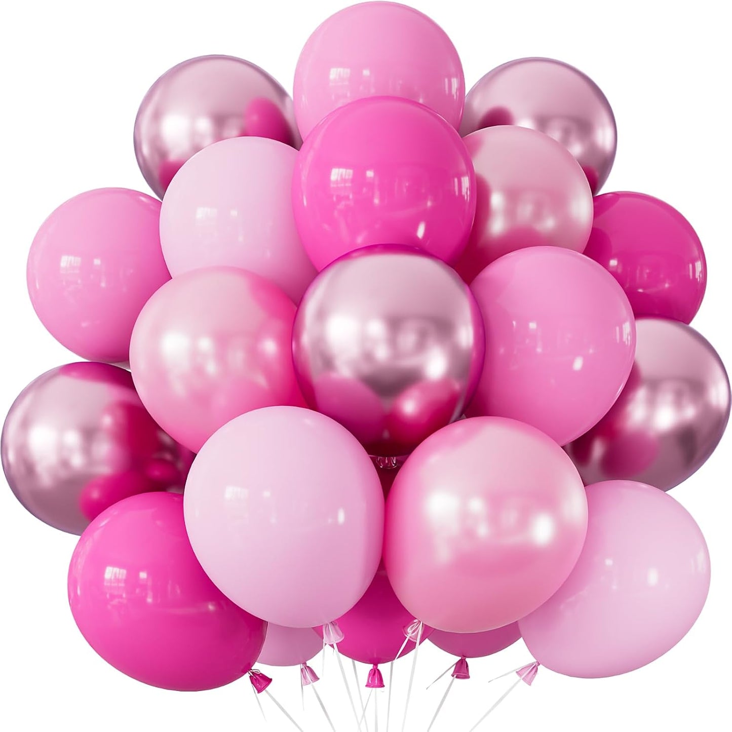 Pink Balloons Set - 12Inch Metallic Chrome Pearl Macaron Light Pink Balloons Different Shades Balloon Bright Latex Balloon for Girl Women Birthday Baby Shower Wedding Princess Party Decorations