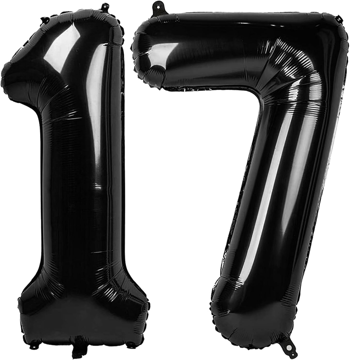 Black Number 17 Birthday Balloon 40 Inch, 17 71 Party Celebration Decorations Supplies, Mylar Foil Numbers Balloons for 17 71 Wedding Anniversary