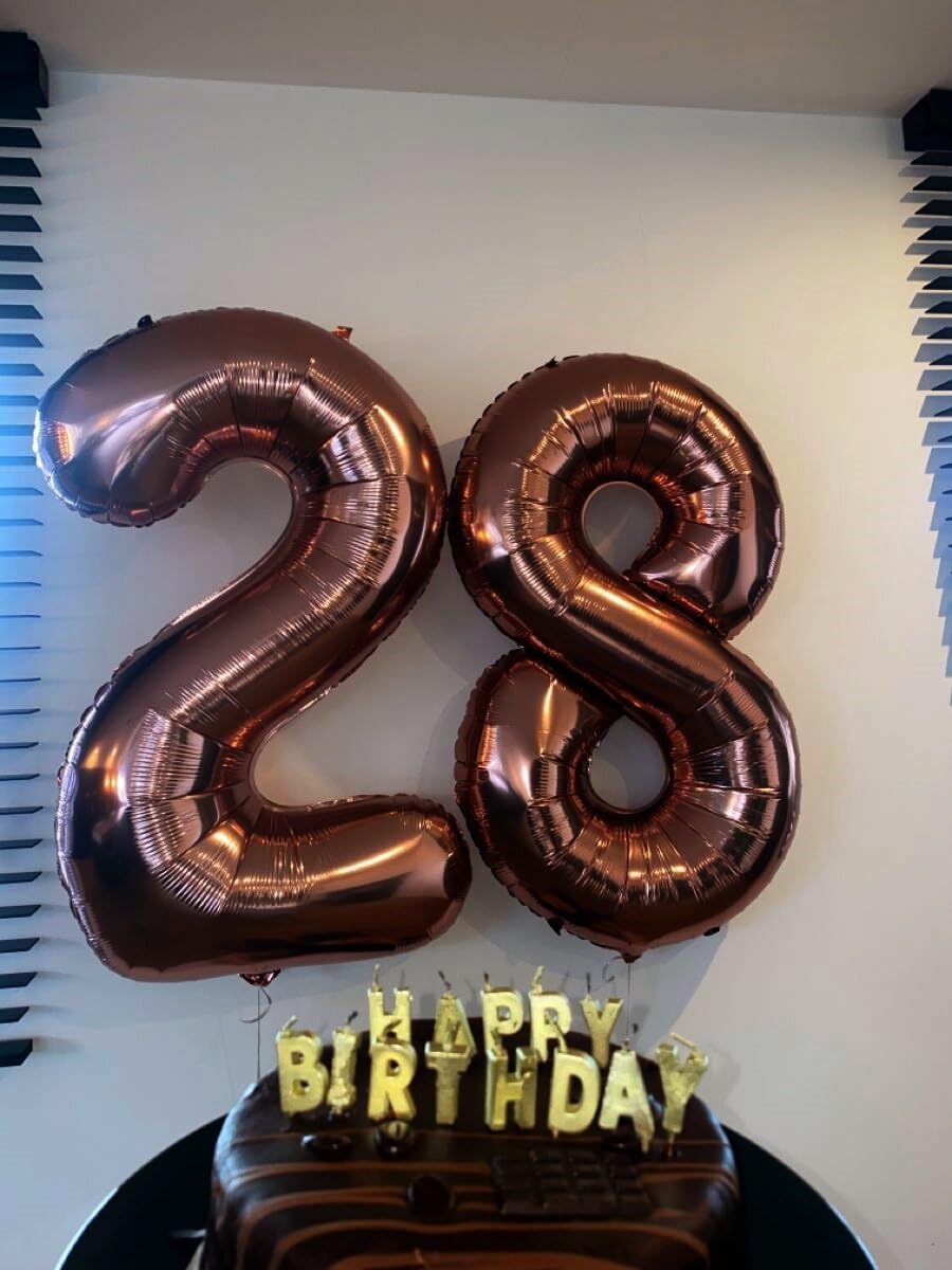 40 Inch Dark Brown 3 Large Number Balloon, 3 13 23 30 33 36 Coffee Brown Birthday Party Decorations, Number Three Foil Balloons for Anniversary Party Graduations Celebration Supplies