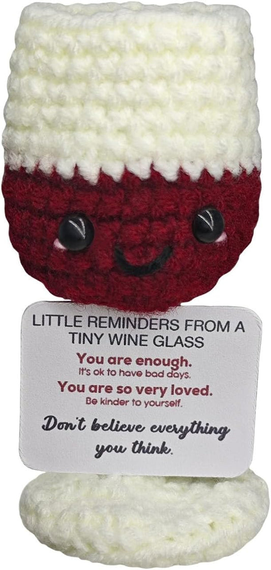 Mini Wine Glasses,Funny Emotional Support Crochet Glass Birthday Gift for Wine Lovers,Cute Home Bar Decoration for WineNight Unique Happy Hour Accessory,Wineglass Gift for Men Women Drinkers