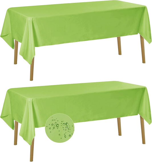 Fokitut 2 Pack Waterproof Rectangle Tablecloth, 60x102 Inch, Stain Resistant and Wrinkle Polyester Table Cloth, Fabric Table Cover for Kitchen Dining, Wedding, Party, Holiday Dinner-Apple Green