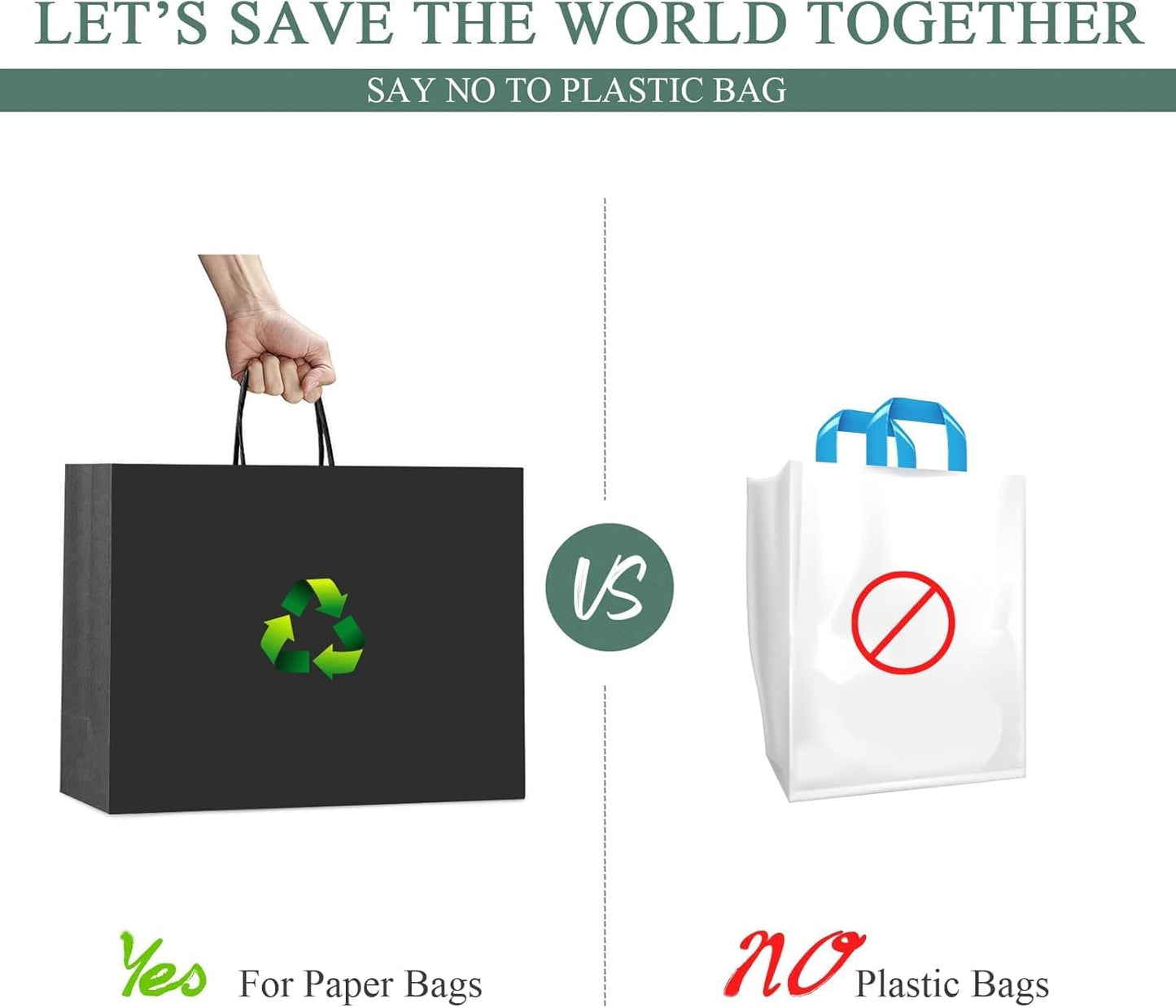 GSSUSA 16x6x12 Inches Large Paper Bags with Handles, 6000 Pack Black Paper Gift Bag, Recyclable Kraft Paper Shopping Bags for Small Business, Party Favor, Craft Bag for Boutique