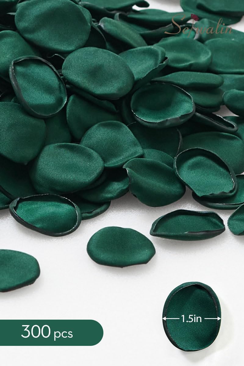 Serwalin 300Pcs Silk Rose Petals for Christmas Weddings Proposal Dark Green Flower Petals for Girl's Basket, Aisle, Table Decor