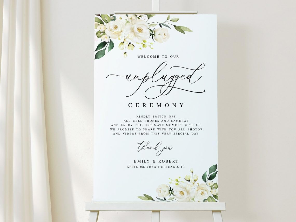 Wedding Welcome Sign, Wildflower Welcome Sign, 12" x 18" (Small), 27" (Medium), 36" (Large), Plastic, Modern, Pole Mount, Weather