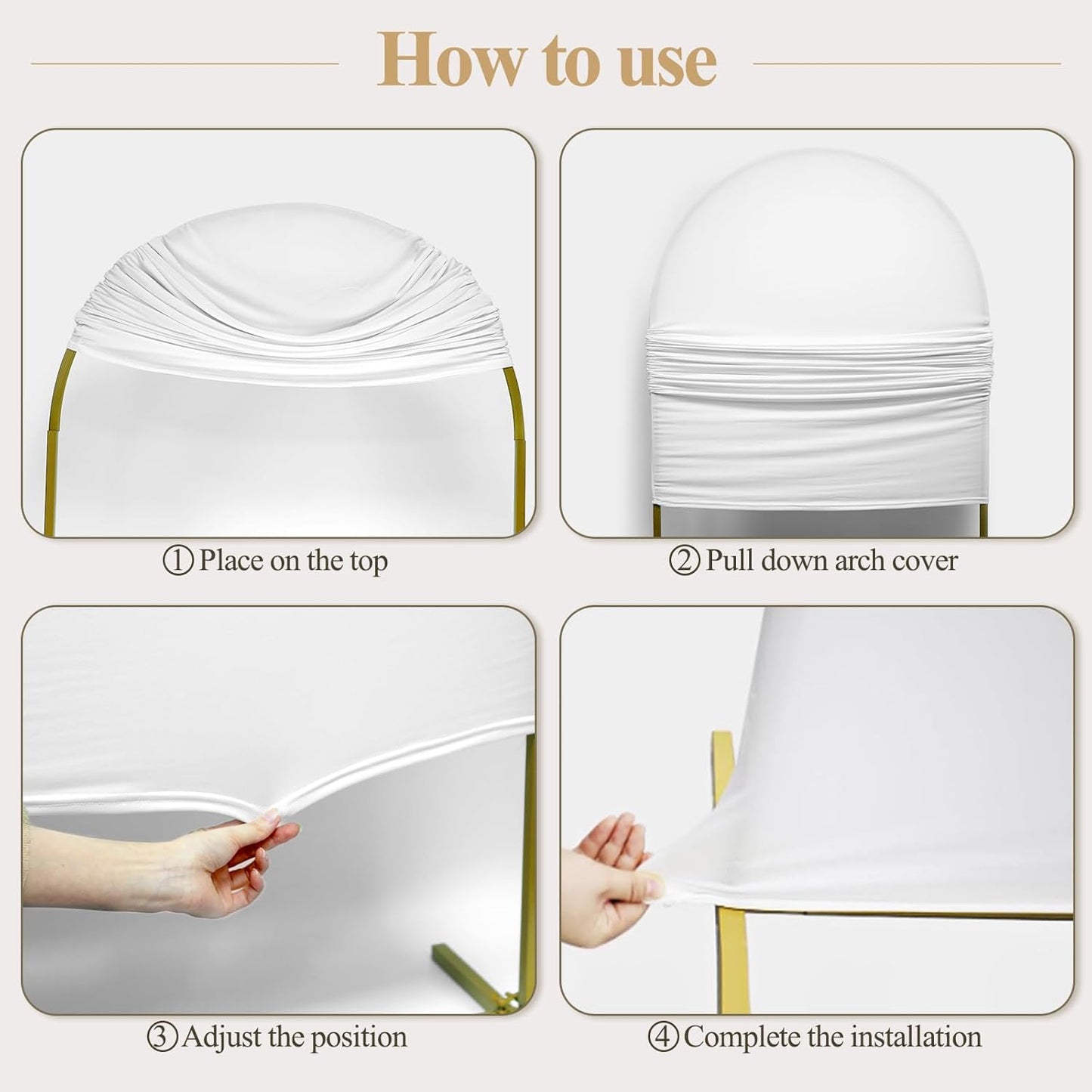 Ledido Wedding Arch Backdrop Cover 7.2FT Arch Covers Fitted Stretchy Spandex Round Top Stand Backdrop Cover for Wedding Banquet Ceremony Birthday Party Baby Shower Event Decoration,White