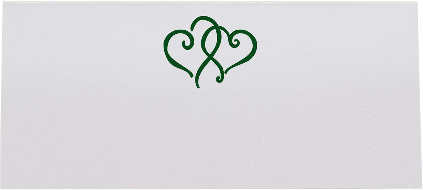 Linked Hearts Printable Place Cards, Hunter Green (Choose Color), Set of 150 (25 Sheets), Laser & Inkjet Printers - Wedding, Party, Dinner, and Special Events - Made in the USA
