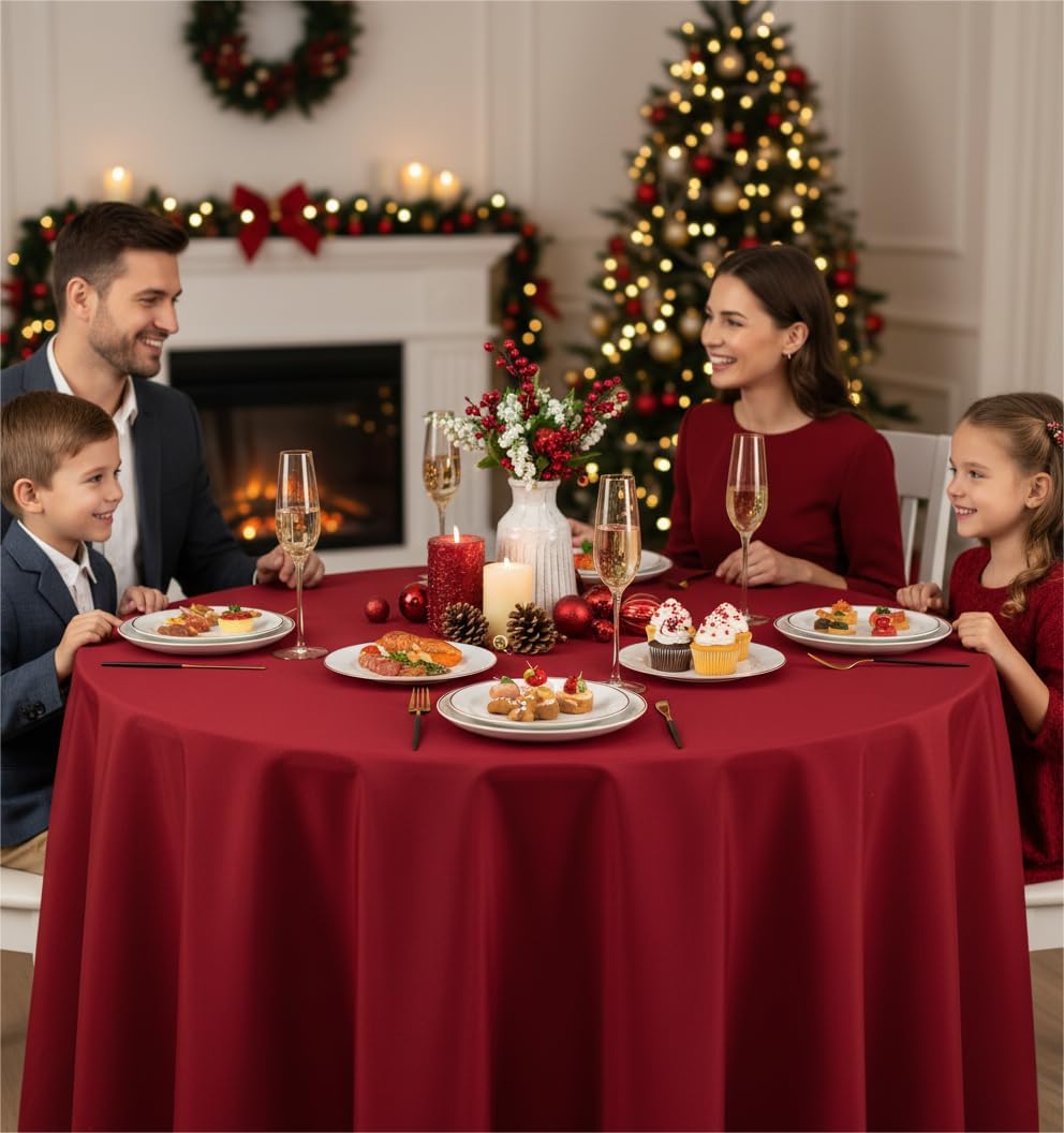 Fitable 6 Pack Red Round Table Clothes - 70 Inches in Diameter - Stain Resistant and Washable Tablecloths, Polyester Fabric Table Covers for Wedding, Party, Banquet, Gathering