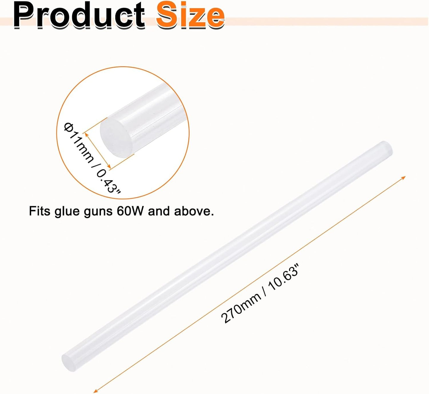HARFINGTON 10pcs Hot Glue Sticks 0.43" Dia x 10.63" Long EVA Mini Hot Melt Adhesive Glue Stick for Hot Melt Gun Wood Plastic Glass Flowers Fabrics Foam, Clear