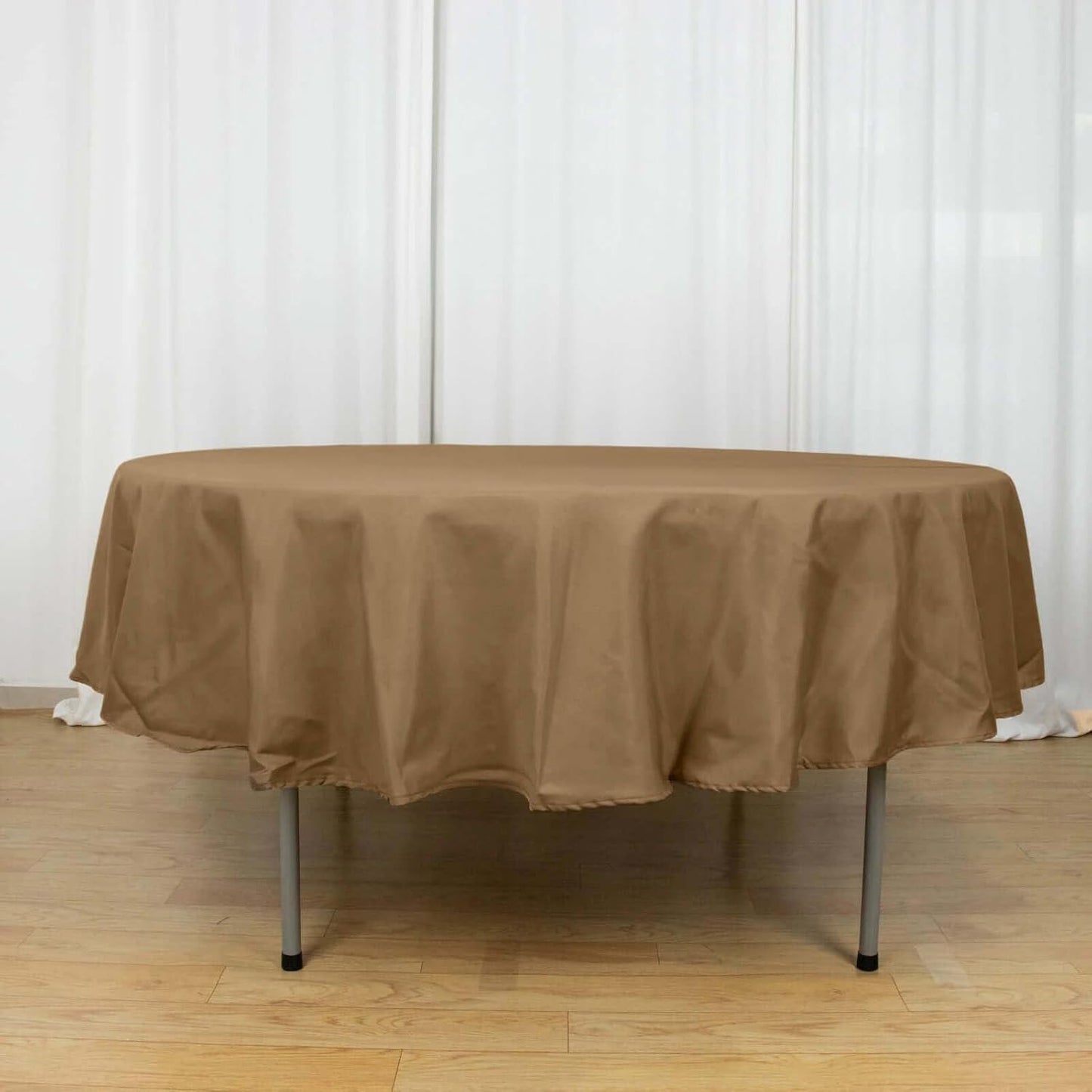 Efavormart Round Tablecloth, 90 Inch Stain & Wrinkle Resistant Washable Table Cloth, Decorative Polyester Fabric Table Cover for Banquet, Wedding, Dining- Taupe