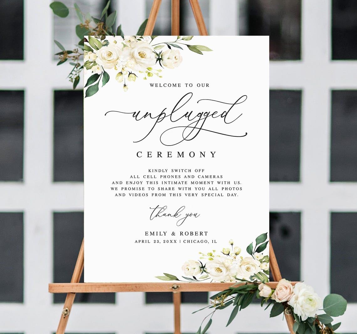 Wedding Welcome Sign, Wildflower Welcome Sign, 12" x 18" (Small), 27" (Medium), 36" (Large), Plastic, Modern, Pole Mount, Weather