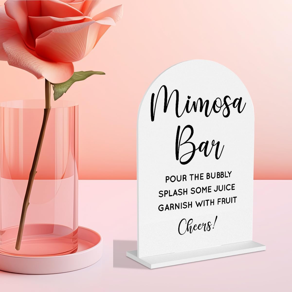 Wedding Mimosa Bar Supplies, Bridal Shower Sign White Acrylic Table Sign for Marriage Parties Anniversaries Reception Cafe Hotel Party Bar Business Event