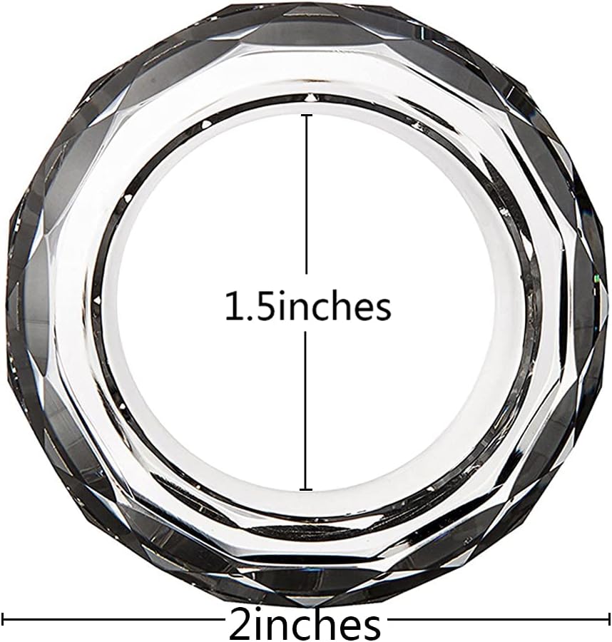 Crystal Napkin Rings Holders - 2 Inch Set of 4, Party Wedding Set Christmas Decorations for Table Dinner