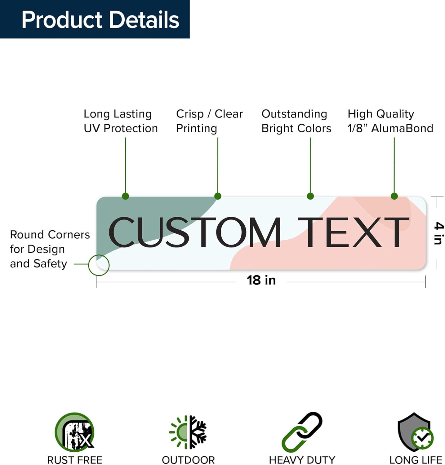 Custom Sign, Custom Street Sign, 11 Font Colors, 13 Font Styles, 4 Hole Options, 22 Sizes, 4x18 Inches, Rust Free DiBound, Fade Resistant, Made in USA by My Sign Center (Minimalist)